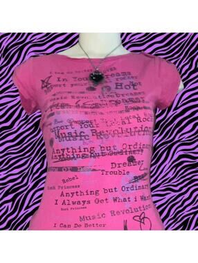 Best Damn thing Album Abbey Dawn Pink graphic baby tee
